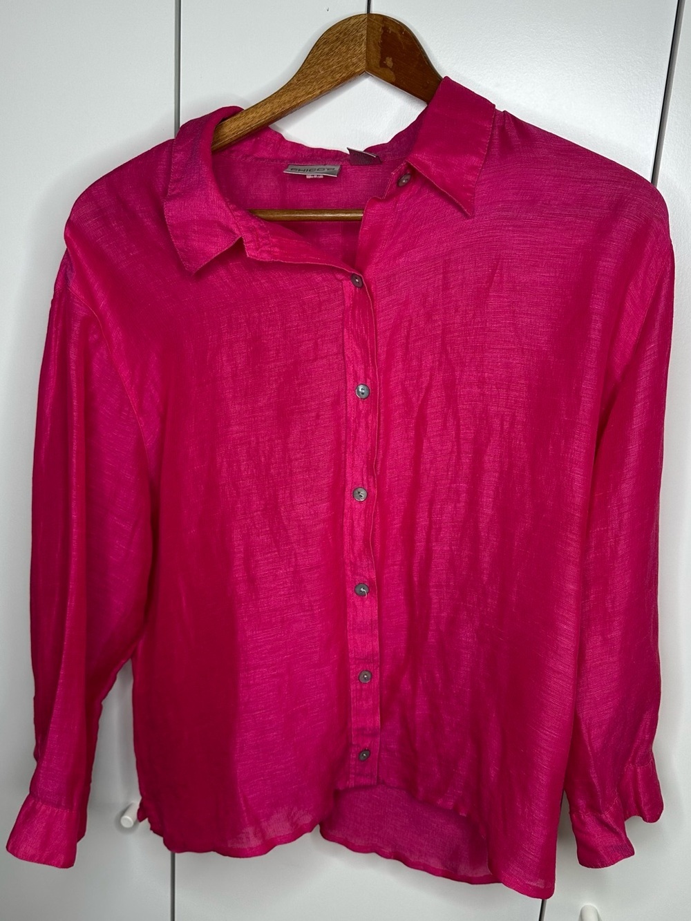 Chico’s Linen Silk Blend Down Shirt Size 3/XL - Picture 2 of 7